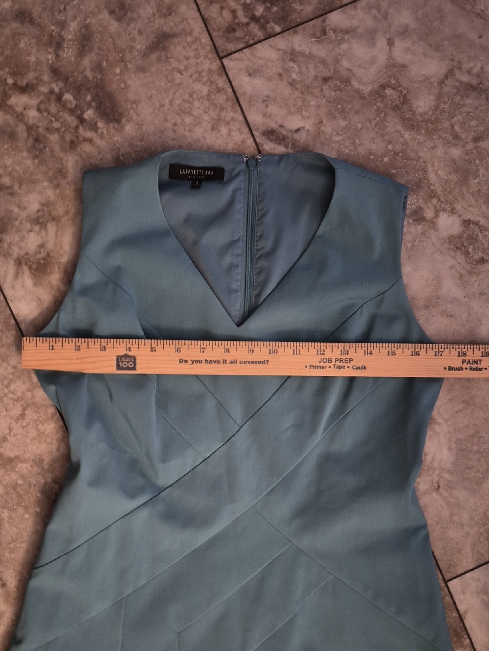 LAFAYETTE 148 KHAKI COTTON BLEND STRUCTURED FIT LINED SIDE PLEAT DRESS EUC SZ4 - Picture 10 of 13